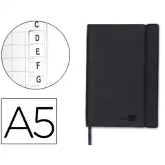 LIBRETA LIDERPAPEL SIMIL PIEL A5 120 HJ 70G/M2 INDICE NEGRO 37496