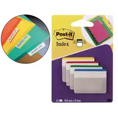 BANDERITAS SEPARADORAS RIGIDASDISPENSADOR 4 COLORES POST-IT INDEX 686-F-1 GRANDES 24 BANDERITAS 37982
