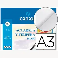 Material PAPEL ACUARELA BASIK CANSON DIN A3 370 GR PACK DE 6 HJ 38203