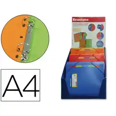 Material CARPETA BEAUTONE 4 ANILLAS 25 MM CON 5 SEPARADOR 3 SOLAPACIERRE GOMA PP A4 46092