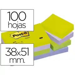 BLOC DE NOTAS ADHESIVAS QUITA Y PON POST-IT 38X51 MM ULTRA INTENSO SURTIDO PACK DE 12 BLOCS 46773 BLOC DE NOTAS ADHESIVAS QUITA Y PON POST-IT 38X51 MM ULTRA INTENSO SURTIDO PACK DE 12 BLOCS 46773