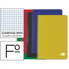 BLOC ESPIRAL LIDERPAPEL Fº TAPA DURA 80H 60G CUADRO 4MM CON MARGEN. COLORES SURTIDOS 48679