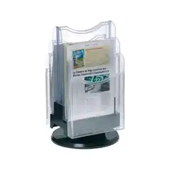 EXPOSITOR GIRATORIO FORMATO A4 TRANSPARENTE 6 COMPARTIMENTOS DOBLE CARA 275X465 MM 49298