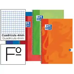 BLOC ESPIRAL OXFORD TAPA EXTRADURA FOLIO 80 HOJAS CUADROS 4 MM 100430160 49365