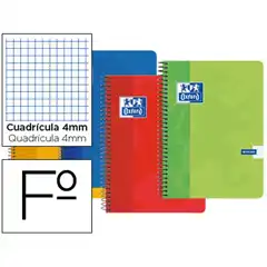 BLOC ESPIRAL OXFORD CARTONCILLO FOLIO 80 HOJAS CUADROS 4 MM 100430171 49367