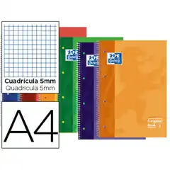 BLOC ESPIRAL OXFORD TAPA EXTRADURA MICROPERF A4 80 HJ CUADRO 5MM 49369