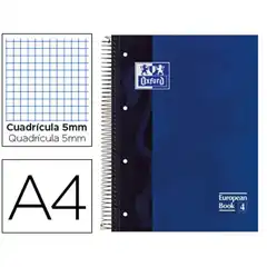 CUADERNO ESPIRAL MICROPERFORADO TAPA EXTRADURA A4 80HJ 90GR AZUL MARINO OXFORD 100430197 50353