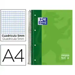 CUADERNO ESPIRAL MICROPERFORADO TAPA EXTRADURA A4 80HJ 90GR VERDE MANZANA OXFORD 100430199 50355