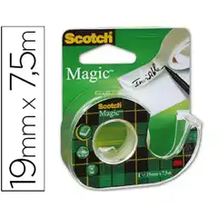 CINTA ADHESIVA SCOTCH MAGIC INVISIBLE CLIPS STRIP 7,5X19MM EN PORTARROLLO 52203