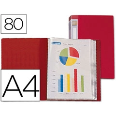 CARPETA LIDERPAPEL ESCAPARATE 31760 80 FUNDAS PP A4 ROJA LOMO PERSONALIZABLE 52253