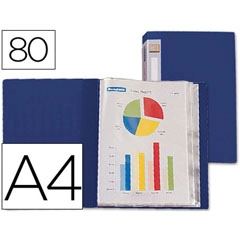 CARPETA LIDERPAPEL ESCAPARATE 31762 80 FUNDAS PP A4 AZUL LOMO PERSONALIZABLE 52254