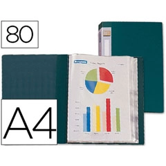 CARPETA LIDERPAPEL ESCAPARATE 31763 80 FUNDAS PP A4 VERDE LOMO PERSONALIZABLE 52255