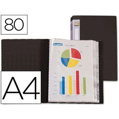 CARPETA LIDERPAPEL ESCAPARATE 31765 80 FUNDAS PP A4 NEGRA LOMO PERSONALIZABLE 52256
