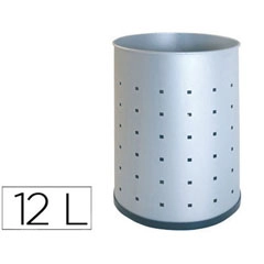 PAPELERA METALICA 101-R PLATEADA PINTADA PERFORADA 315X215 MM 52777