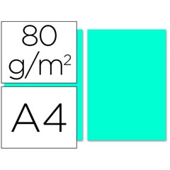Material PAPEL COLOR LIDERPAPEL A4 80G/M2 AZUL TURQUESA PAQ. DE 100 53163