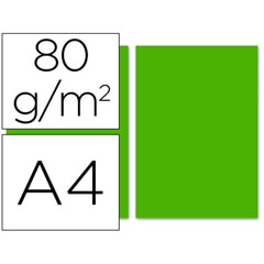 Material PAPEL COLOR LIDERPAPEL A4 80G/M2 VERDE INTENSO PAQ. DE 100 53164