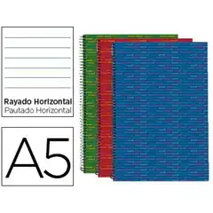 BLOC ESPIRAL LIDERPAPEL MICROPERFORADO DIN A5 140 H HORIZONTAL 5 COL. 6 TAL 80 GR TAPA FORRADA MULTILIDE 54457