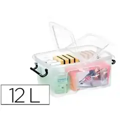 CONTENEDOR PLASTICO CEP 12 LITROS 405X295X183 MM TRANSPARENTE CON TAPA Y CIERRE HERMETICO 57162