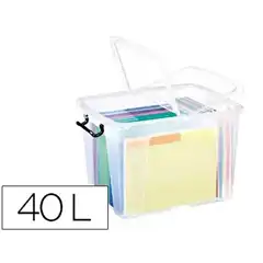 CONTENEDOR PLASTICO CEP 40 LITROS 397X498X329 MM TRANSPARENTE CON TAPA Y CIERRE HERMETICO 57163