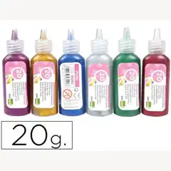 PURPURINA PEGAMENTO LPP FANTASIA COLORES METALICOS SURTIDOS BOTE 20 GR CAJA 24 UDS 58292