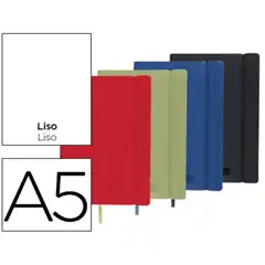 LIBRETA LIDERPAPEL SIMIL PIEL A5 120 HJ 70G/M2 LISO COLORES SURTIDOS 58611