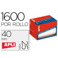 Material ETIQUETA ADHESIVA APLI 1690 TAMAÑO 25X40 MM EN ROLLO DE 1600 UNIDADES APLI REF. 2412 COD. 58777
