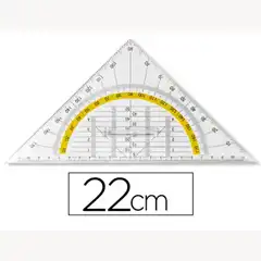 ESCUADRA LPP GEOMETRIA 22 CM PLASTICO CRISTAL CON PESTAÑA DE SUJECCION 59101