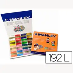 Material LAPICES CERA MANLEY CAJA DE 192 UNIDADES 16 COLORES SURTIDOS 59108