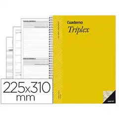 CUADERNO TRIPLEX ADDITIO PLAN DE CURSO EVALUACION AGENDA PLAN SEMANAL Y TUTORIAS FUNDAS TRANSPARENTES 22,5X3 59476