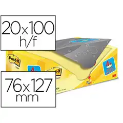 BLOC DE NOTAS ADHESIVAS QUITA Y PON POST-IT SUPER STICKY AMARILLO CANARIO 76X127 MM PACK PROMOCIONAL 20+ 63082