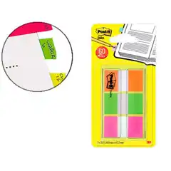 BANDERITAS SEPARADORAS POST-IT INDEX 680 NARANJA LIMA Y ROSA DISPENSADOR FUNDA 3X20 63085