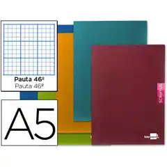 LIBRETA ESCOLAR LIDERPAPEL SCRIPTUS 48H DIN A5 RAYADO N 46 PAPEL 90 GR COLORES SURTIDOS 72245