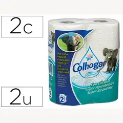 PAPEL DE COCINA COLHOGAR 2 CAPAS 42G/M2 ANCHO 213MM LARGO 10M PAQ. DE 2 ROLLOS 72335