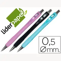 PORTAMINAS LIDERPAPEL SHAKER 0.5 MM CON GOMA SUJECION SOFT Y PUNTA RETRACTIL COLORES SURTIDOS 72680