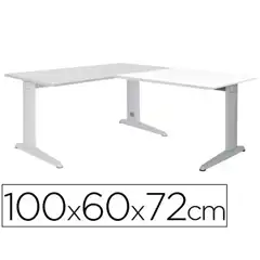 ALA P/ MESA ROCADA SERIE METAL 60X 100 CM DERECHA O IZQUIERDA ACABADO AC04 ALUMINIO/ BLANCO 73051