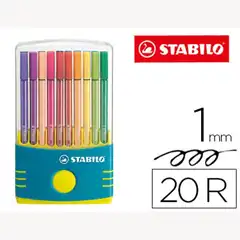 ROTULADOR STABILO PEN 68 PUNTA MEDIA P/DE ESTUCHE DE COLOR TURQUESA 20 UNIDADES COLORES SURTIDOS 73505