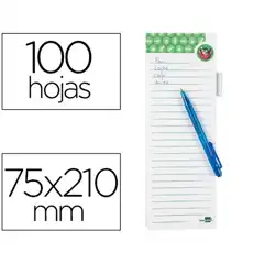 BLOC NOTAS IMANTADO LISTA DE LA COMPRA LIDERPAPEL 75X210MM CON BOLIGRAFO 100 HJ 80G/M2 74014