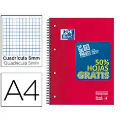 BLOC ESPIRAL OXFORD TAPA EXTRADURA OPTIK PAPER MICROPERF A4 120 HJ 50% GRATIS CUADRO 5MM CON 3 400027275 74044