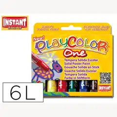 Material TEMPERA SOLIDA EN BARRA INSTANT ESCOLAR CAJA DE 6 COLORES SURTIDOS 74072
