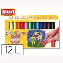 Material TEMPERA SOLIDA EN BARRA INSTANT POCKET ESCOLAR CAJA DE 12 COLORES SURTIDOS 74076