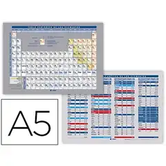 Material TABLA PERIODICA DE ELEMENTOS IMPRESA A DOBLE CARA PLASTIFICADA DIN A5 74148