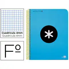 BLOC ESPIRAL LIDERPAPEL Fº ANTARTIK TAPA DURA 80H 100G CUADRO 4MM CON MARGENCOLOR AZUL 74682