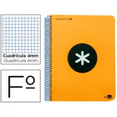 BLOC ESPIRAL LIDERPAPEL Fº ANTARTIK TAPA EXTRADURA 80H 100G CUADRO 4MM CON MARGENCOLOR NARANJA FLUORE 74687