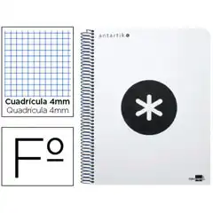 BLOC ESPIRAL LIDERPAPEL Fº ANTARTIK TAPA EXTRADURA 80H 100G CUADRO 4MM CON MARGENCOLOR BLANCO 74690