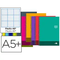 BLOC ESPIRAL LIDERPAPEL 4º DISCOVER TAPA CARTONCILLO 80 H 80G RAYADO Nº 46 COLORES SURTIDOS 74886