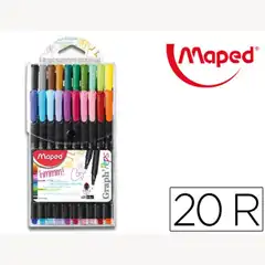 ROTULADOR MAPED PUNTA DE METAL GRAPH PEPS FINE LINER ESTUCHE DE 20 COLORES SURTIDOS 74897