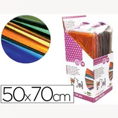 PAPEL CELOFAN LPP 50X70 EXPOSITOR 56 BOLSAS DE 5 HJ 8 COLORES SURTIDOS 75021