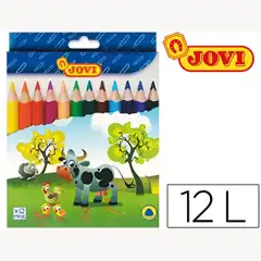 Material LAPICES DE COLORES JOVI MAXI TRIANGULARES ESTUCHE DE 12 COLORES SURTIDOS 75161
