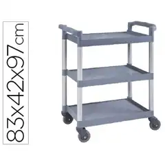 CARRO DE SERVICIO MULTIFUNCIONAL Q-CONNECT 3 ESTANTES DE PP 830x420x970 MM 75176
