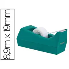 PORTARROLLO SOBREMESA SCOTCH COLOR VERDE DE 19 MM X 8,9 MT INCLUYE ROLLO DE CINTA MAGIC 75609